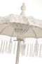 J-Line parasol + voet + kwast - katoen/hout - creme/zilver - small