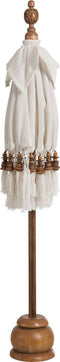J-Line Parasol + Voet + Kwast - katoen/hout - wit/bruin - small
