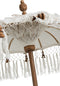 J-Line Parasol + Voet + Kwast - katoen/hout - wit/bruin - small