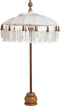 J-Line Parasol + Voet + Kwast - katoen/hout - wit/bruin - small