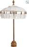 J-Line Parasol + Voet + Kwast - katoen/hout - wit/bruin - small