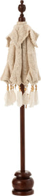 J-Line parasol + voet Kwastjes/Schelpen - hout - beige/donkerbruin - small