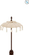 J-Line parasol + voet Kwastjes/Schelpen - hout - beige/donkerbruin - small