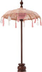 J-Line parasol + Voet Kwastjes/Schelpen - hout - zalm/donkerbruin - small