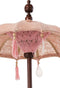 J-Line parasol + Voet Kwastjes/Schelpen - hout - zalm/donkerbruin - small