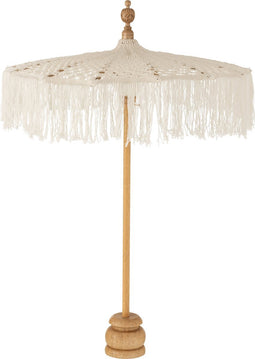 J-Line parasol + voet Macrame - katoen - wit - small