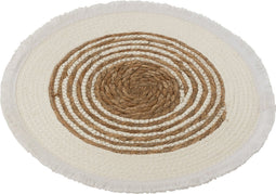 J-Line placemat - vloerkleed Geweven - gras - wit/naturel - small