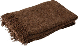 J-Line - Plaid Gewoven+franjes Viscose Bruin - 180x130x1cm