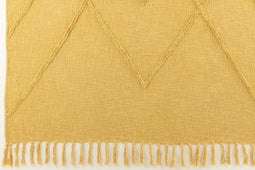 J-Line Plaid - katoen - mosterd - 190 x 56 cm - woonaccessoires