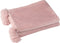J-Line Plaid Pompom - fleece deken - polyester - babyroze - 170 x 130 cm - woonaccessoires