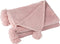 J-Line Plaid Pompom - fleece deken - polyester - babyroze - 170 x 130 cm - woonaccessoires