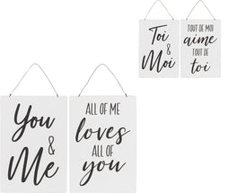 J-Line plakkaat Frans/Engels 'You&Me' - metaal - wit/zwart - 2 stuks
