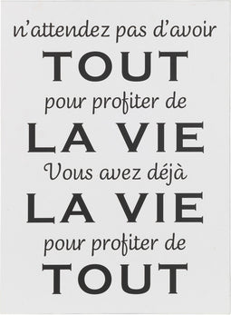 J-Line Plakkaat Frans - metaal - wit/zwart