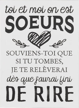 J-Line plakkaat Tekst Frans Soeurs - metaal - wit/zwart