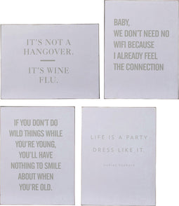 J-Line Plakkaat Tekst Metaal Wit Assortiment Van 4