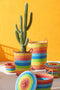J-Line plant Cactus + Pot - kunststof - groen/wit - large