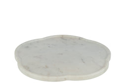 J-Line plateau Bloem Roterend Marmer- steen - wit