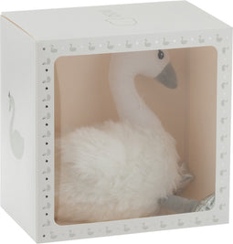 J-Line pluche Zwaan - textiel - wit/grijs/zilver - medium