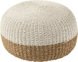 J-Line poef Bol - zeegras - wit/naturel