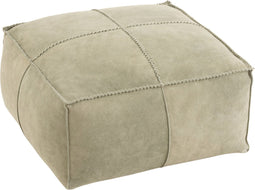 J-Line Poef Kruis Laag Leder Groen