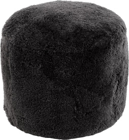 J-Line poef Rond Schapenvel - textiel - donkergrijs