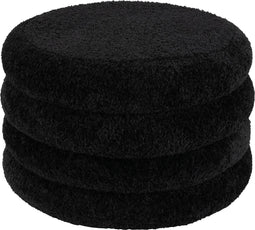 J-Line Poef Rond Teddy Polyester Zwart