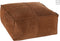 J-Line Poef Stiksel Vierkant Leer Cognac