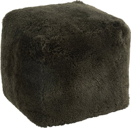 J-Line poef Vierkant Schapenvel - textiel - groen