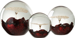 J-Line Presse Papier Bel Glas Rood/Goud Large