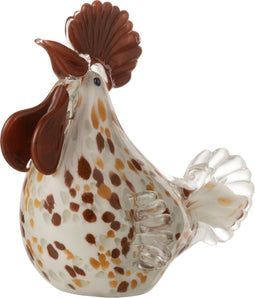 J-Line presse-papier Kip Stippen - glas - wit/bruin/oker