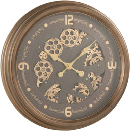 J-Line Radars Arabische Cijfers klok - metaal/glas - goud - Ø 52 cm - woonaccessoires