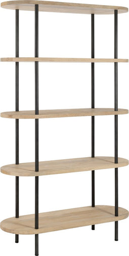 J-Line rek Eli 5 Planken - hout/staal - naturel/grijs