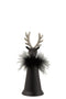 J-Line figuur rendier + bel - fur/metaal - zwart