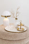 J-Line Rond plateau - dienblad - metaal - wit & goud - woonaccessoires