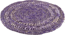 J-Line Rond Riet placemat - jute - paars - 12 stuks - woonaccessoires