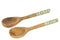 J-Line salade Serveerder Patroon - hout - groen/wit - 2 stuks