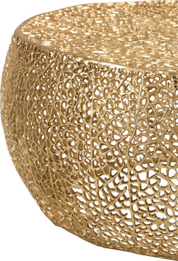 J-Line Salontafel Rond Koraalpatroon Aluminium Goud