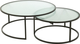 J-Line salontafel Rond - metaal/glas - zwart - set van 2