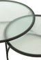 J-Line salontafel Rond - metaal/glas - zwart - set van 2