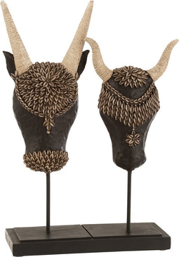 J-Line Schedel Op Voet 2Delig Poly Zwart/Bruin