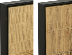 J-Line schilderij Strepen - hout/canvas - zwart/goud - 2 stuks