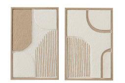 J-Line schilderij vormen - papier - wit/beige - 2 stuks