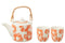 J-Line Set 3 Theepotten Set Bloemen Doos Keramiek Oranje