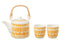 J-Line Set 3 Theepotten Set Strepen Doos Keramiek Oranje