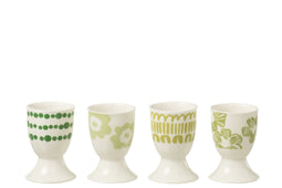 J-Line Set 4 Eierdopjes In Doos Keramiek Groen