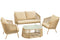 J-Line Set Eli 4P Zetels+Tafels+Kussens Metaal/Touw Beige