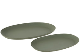 J-Line Set Van 2 Schalen Ovaal Ijzer Groen