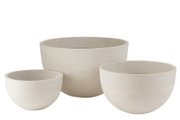 J-Line bloempot Rond Laag - keramiek - wit - 3 stuks
