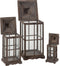 J-Line Set Van 3 Lantaarns Venster Hout Bruin