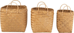 J-Line set van 3 manden Vierkant - rotan - naturel